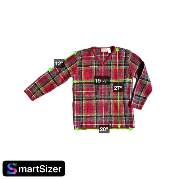 2/$18 SALE! Liz Claiborne Sweater Womens Size S Plaid‎ Red Wool Blend Boxy - Picture 7 of 7